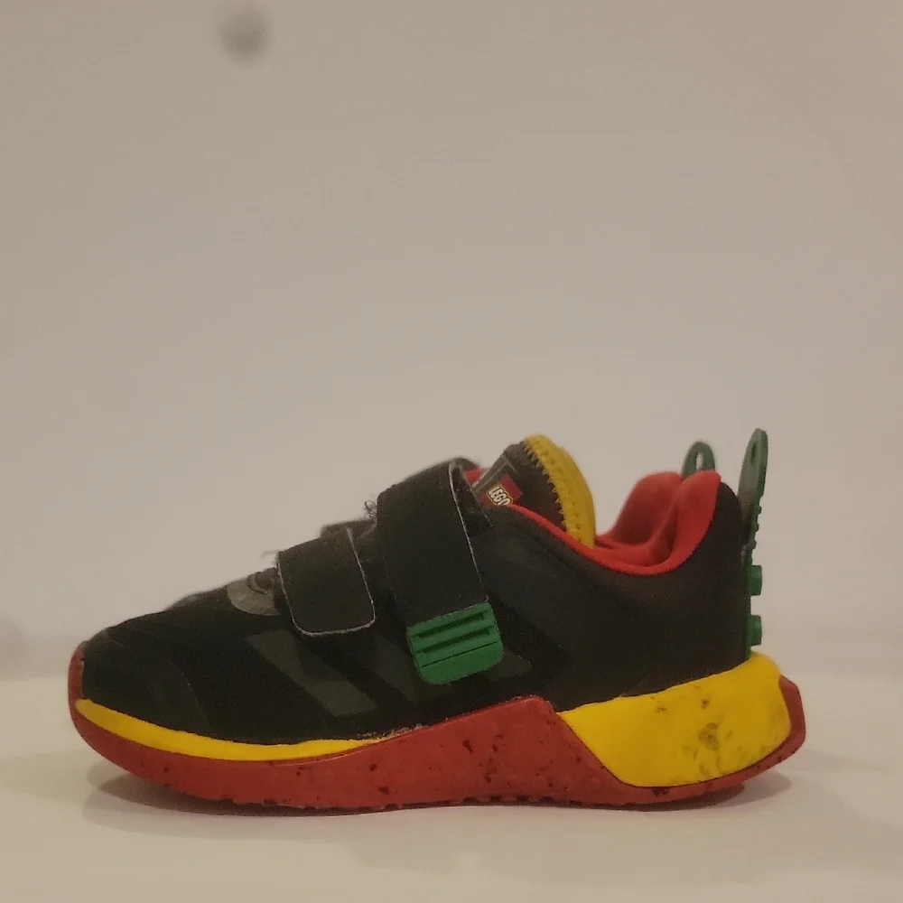 adidas Kids Black, Red, and Yellow Sneakers Skze 7 Lego Sneakers Hook And Loop C